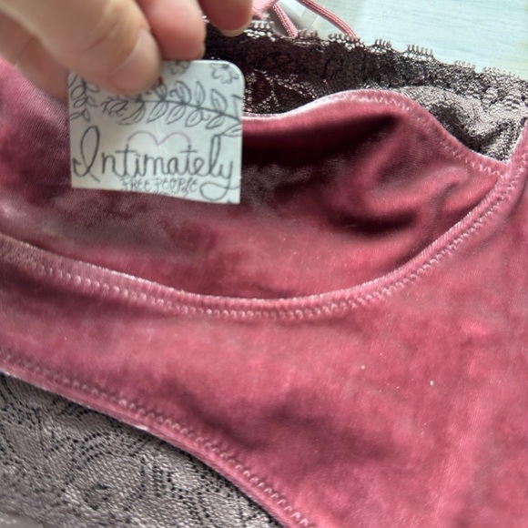 Free People Intimately Purple Velvet Bandeau With Lace Trim XS - Picture 6 of 8